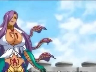 Anime gets holes drilled by tentacles